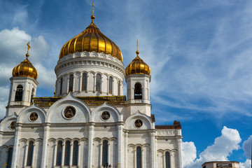 Fototapeta na wymiar view of Cathedral Of Christ Savior In Moscow city, Russia.