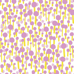 Abstract pink yellow dot forest seamless pattern