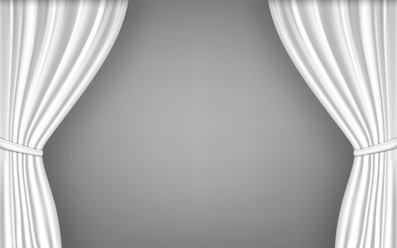 Open white curtain. Vector illustration