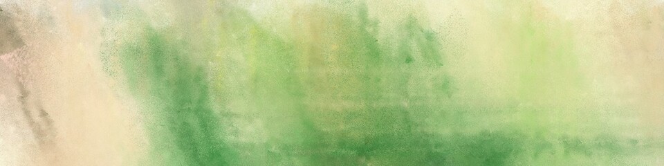 wide art grunge abstract painting background graphic with tan, sea green and moderate green colors and space for text or image. can be used as horizontal background texture