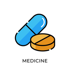 Medicine icon vector illustration. Medicine vector illustration template. Medicine icon design isolated on white background. Medicine vector icon flat design for website, logo, sign, symbol, app, UI.