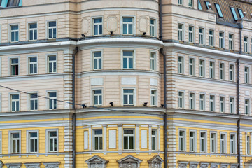 Vintage building facade wall in Moscow