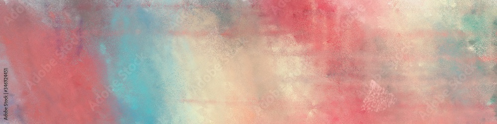 Poster wide art grunge abstract painting background texture with rosy brown, pastel gray and cadet blue col