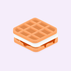 Illustration of an American Breakfast waffle with the toppings