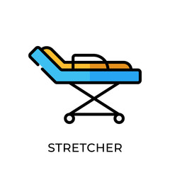 Stretcher icon vector illustration. Hospital Stretcher vector design illustration template isolated on white background. Stretcher vector icon flat design for website, logo, sign, symbol, app, UI.