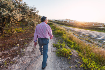 Man walking down the path.