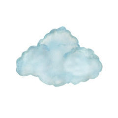 Watercolor illustration of a snowy cloud. Hand-drawn with watercolors and is suitable for all types of design and printing.
