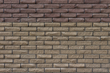 Texture, background wall of several brick walls and many rows of yellow bricks