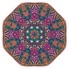 Abstract mandala floral design colorful ornament stylish element