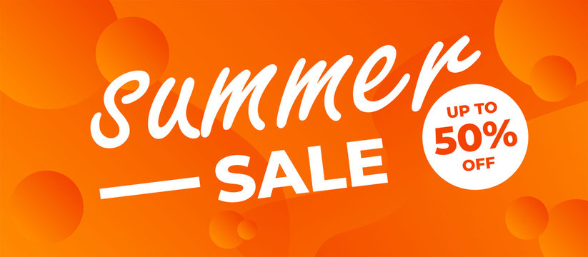 summer sale banner. up to 50 off sale banner. orange summer sale.
