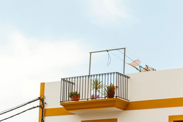 Balcony against the sky. Ibiza