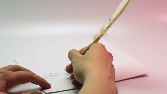 writing first poem with feather pen retro storytale