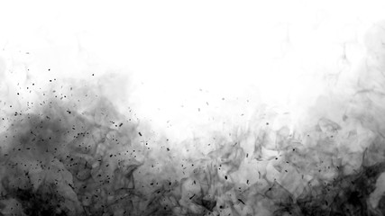Texture of burn fire with particles embers. Flames on isolated black background. Black and white fire texture overlays. Stock illustration.