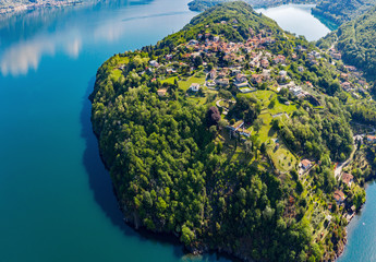 Olgiasca, Como Lake, Italy, aerial view