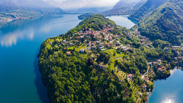 Olgiasca, Como Lake, Italy, aerial view