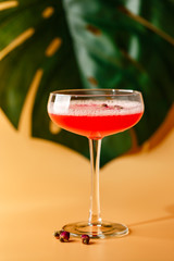 Pink Raspberry Cocktail in drink glass