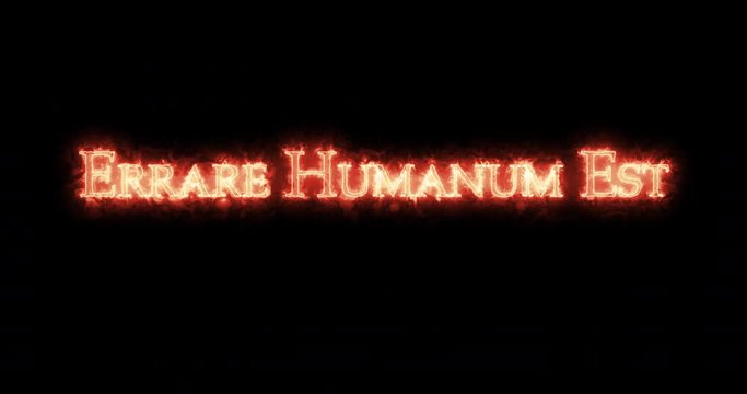 Errare humanum est written with fire. Loop