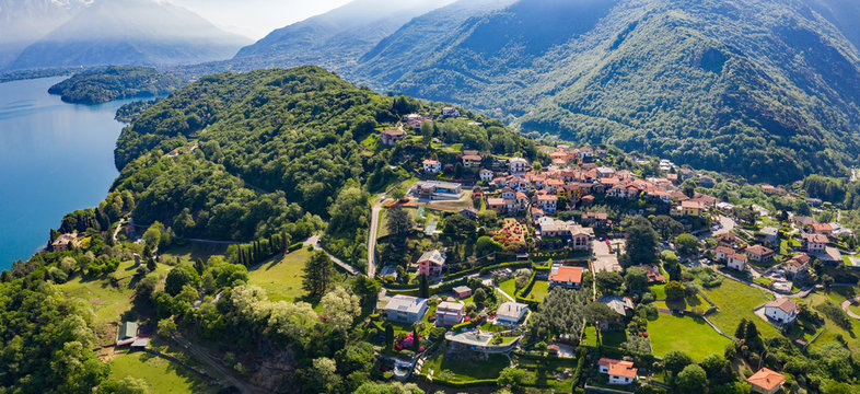 Olgiasca, Como Lake, Italy, aerial view