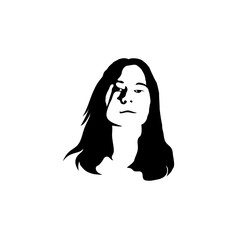 Beautiful woman with long hair Silhouette logo design