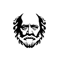 Fototapeta premium Vintage Hipster greek philosopher old man, hairstyle bald, beard and mustache logo design