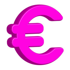 Euro money currency 3d colorful pink simple minimal symbol