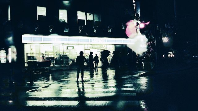 People Walking Zebra Crossing At Night