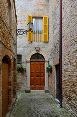 Fototapeta na wymiar narrow street in the old town Lapedona. Fermo. Italy