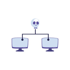 Skull and computers flat style icon vector design