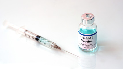 Vaccine and syringe injection. It use for prevention,immunization,COVID-19,nCoV 2019 from Wuhan). Medicine infectious concept.