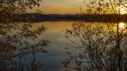 Sunset on a mountain lake