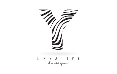Black and White Zebra Y Letter Logo Design.