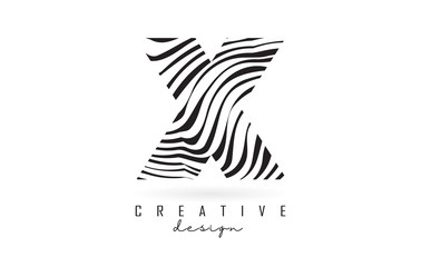 Black and White Zebra X Letter Logo Design.