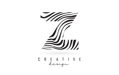 Black and White Zebra Z Letter Logo Design.