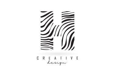 Black and White Zebra H Letter Logo Design.