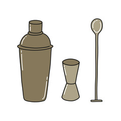 bar tools doodle icons, vector illustration