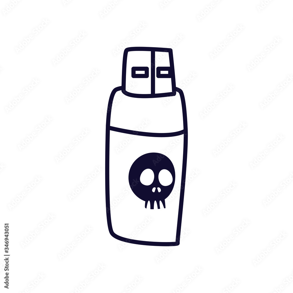 Poster usb with skull line style icon vector design