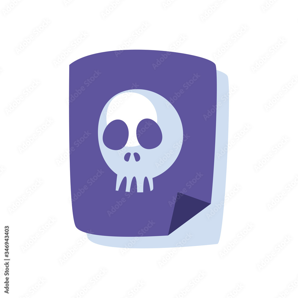 Poster document with skull flat style icon vector design