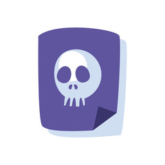 Document with skull flat style icon vector design