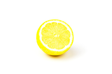 half a lemon on a white background