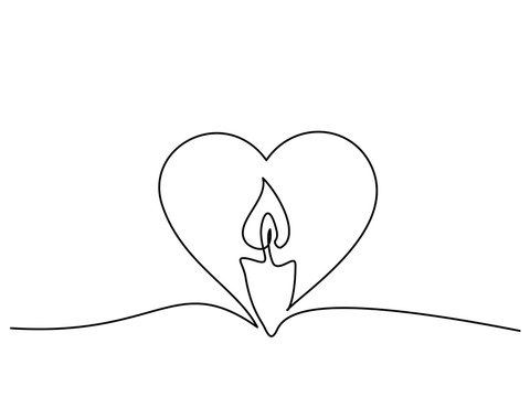 recommend clip art: Burning fire candle continuous one line drawing