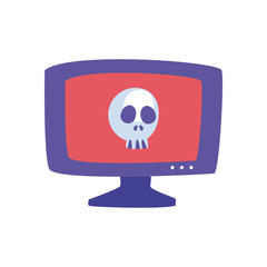 Computer with skull flat style icon vector design
