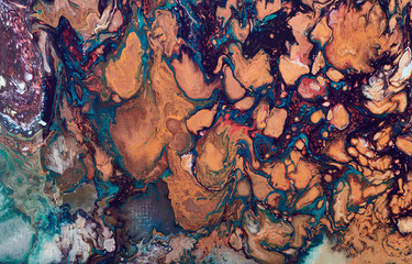  Fluid Art. Abstract colorful background, wallpaper. Mixing  paints. Modern art. Marble texture. Spellbinding abstract cosmic landscape..