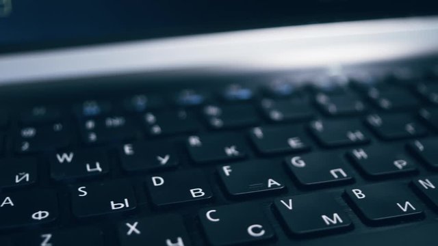 computer keyboard with russian-english layout without human hands