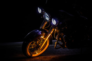 Motorcycle headlights at night