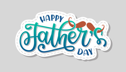 Vector illustration of Happy Father's day text. Art sign with hand drawn lettering typography and mustache. Fathers day design template for banner, badge, sticker, icon, poster, print