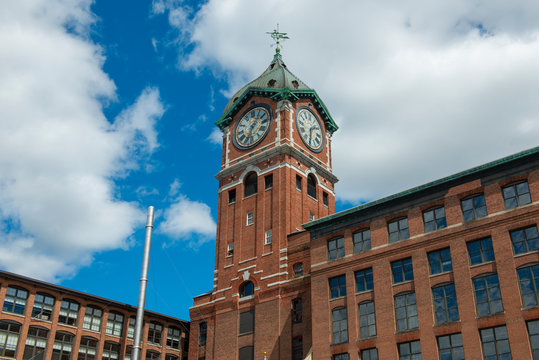 Historic Ayer Mills by the Merrimack River in downtown Lawrence, Massachusetts MA, USA. zz