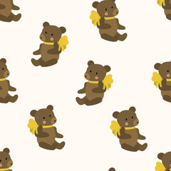 Cute pattern with teddy bears with bow. Vector childish background for textiles, wallpapers, designer paper, etc