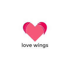 ABSTRACT LOVE WINGS LOGO DESIGN VECTOR 