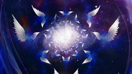 Angels Wings in space. Spinning Galaxy