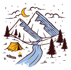 view of the mountain at night illustration